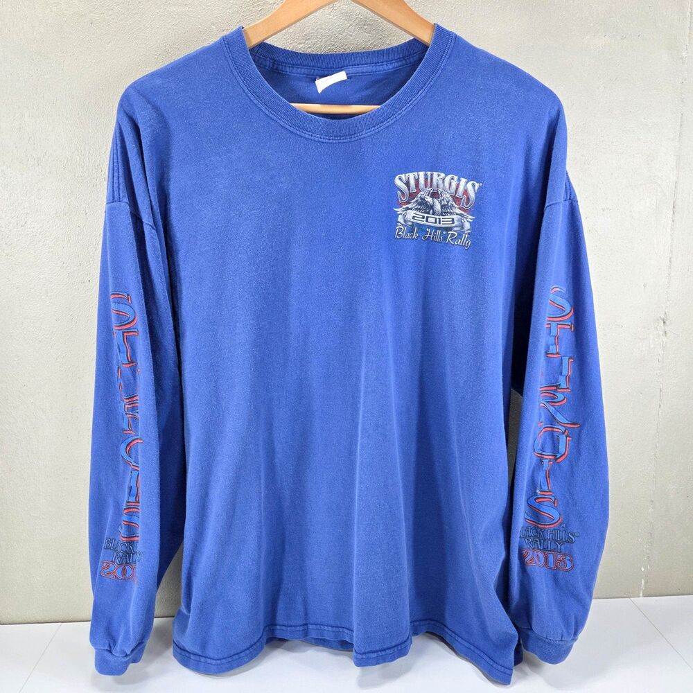 2013 Sturgis Black Hills Rally Blue Eagle Long Sleeve Shirt Sz 3XL